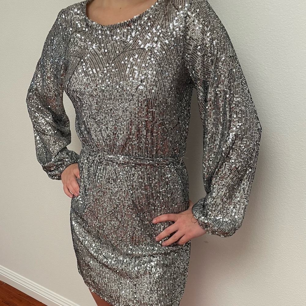 Forever 21 silver sequined A-lined dress